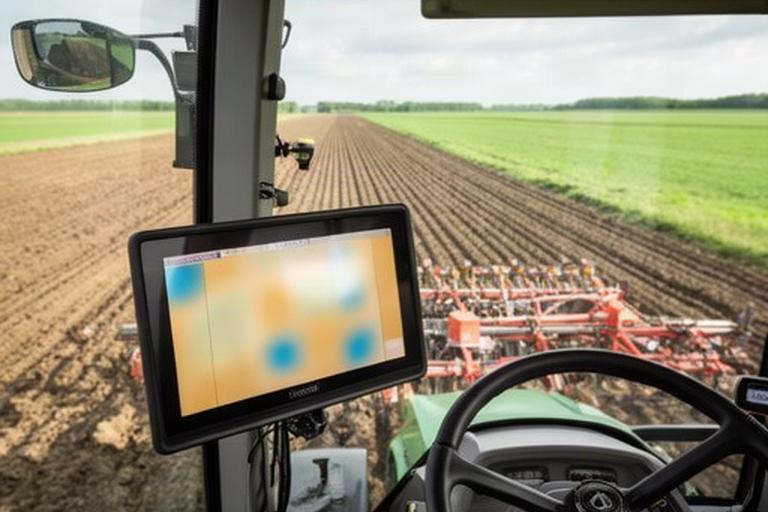 Trekkerterminal met ISOBUS-taakkaart tijdens het zaaien op een akker in Brabant